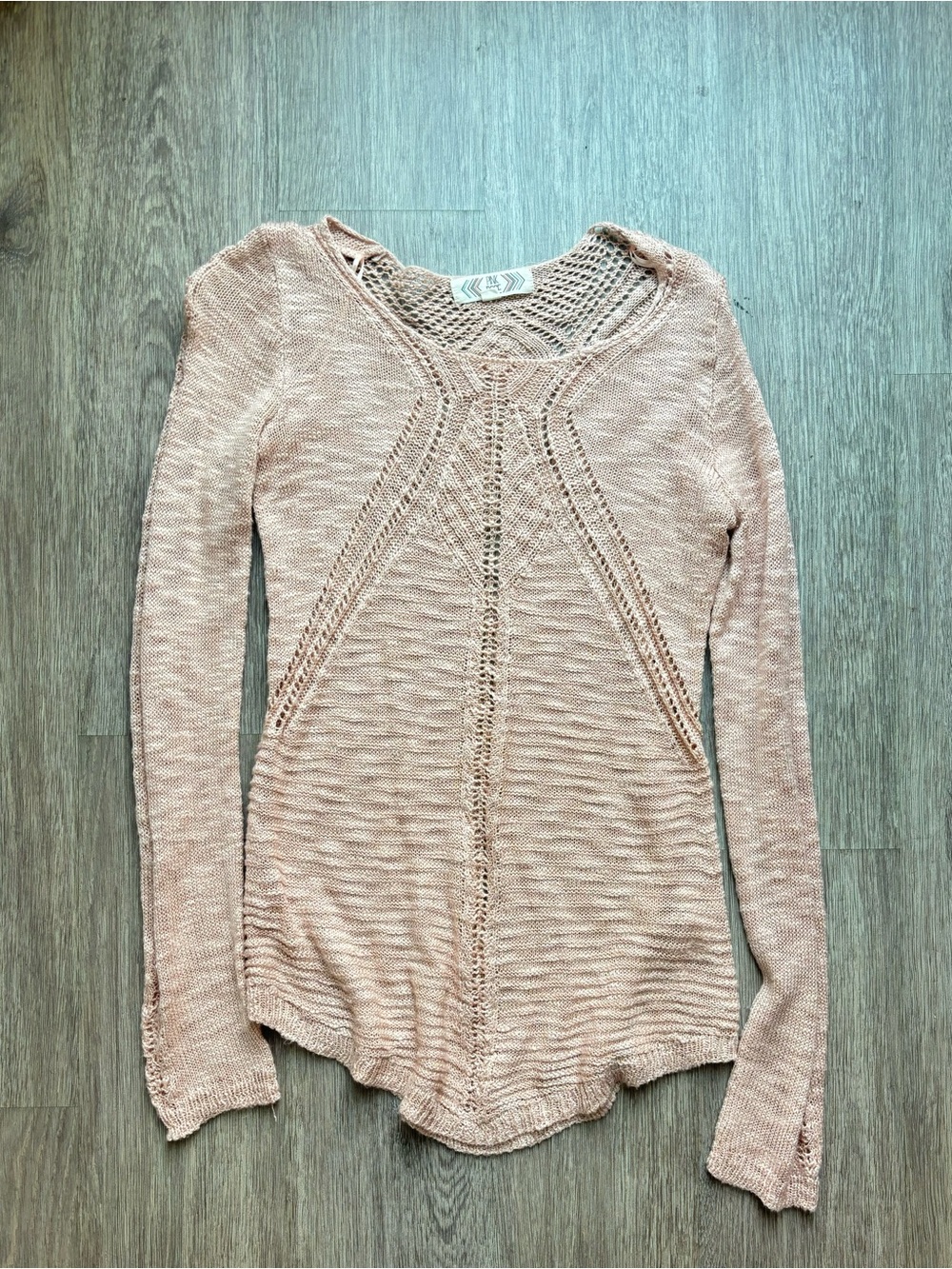Pink Rose Blush Open-Knit Sweater Top